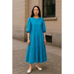 CHARLES HENRY Women Blue Dress SMALL